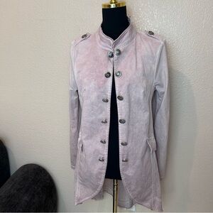 Suzy D London Pink Military Jacket Crest Buttons Made in Italy Womens L